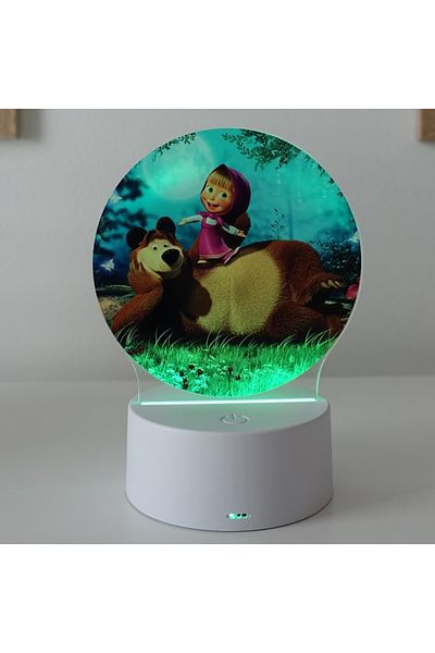 ILUMISHOP LED Night Light, Masha and the Bear, 7 Colors, USB Power or 3 AA Batteries