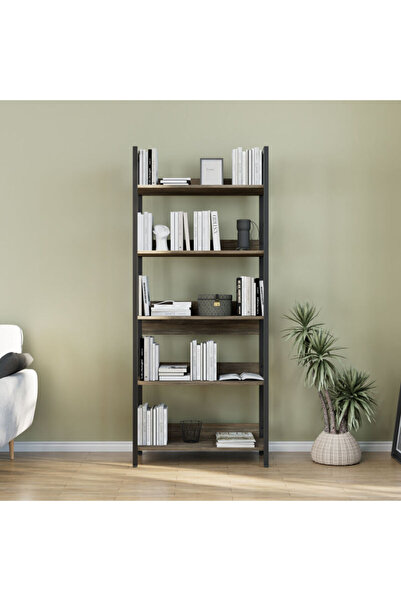 Adore Mobilya Profile 5 Raflı Kitaplık-Retro Ceviz 73x172x35 cm