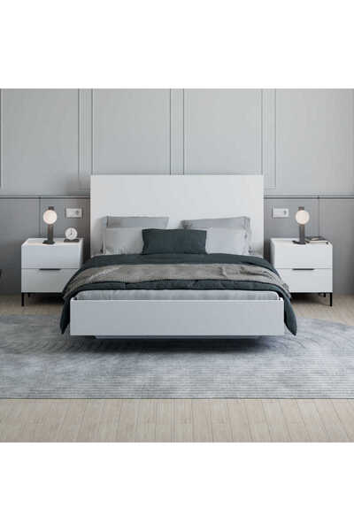 Adore Mobilya Oryana Çift Kişilik Karyola-Mat Lake Beyaz 171x120x206 cm