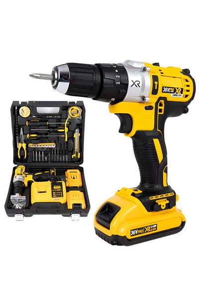 Luxi Drill Kit - 2 Batteries 36V - Impact, 30 Accessories - Self-tapping