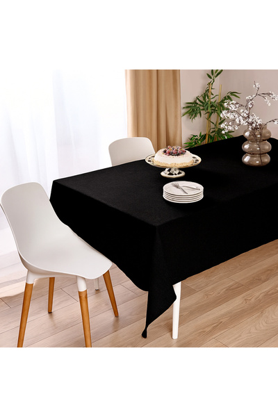 Evidea Soft Mato Püsküllü Masa Örtüsü - Siyah - 150x220 cm