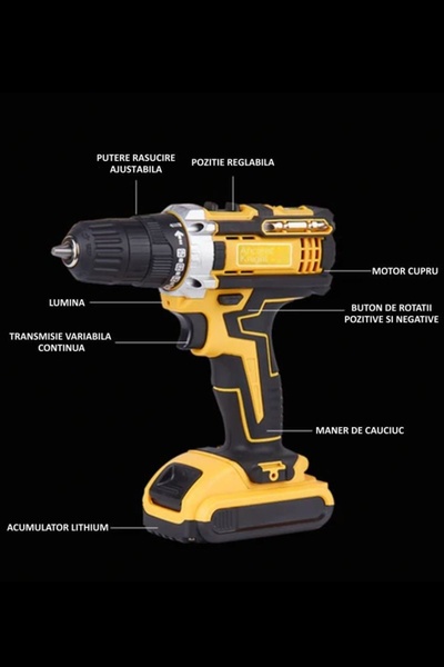Luxi Drill Kit - 2 Batteries 36V - Impact, 30 Accessories - Self-tapping