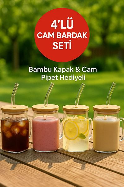Open Home Concept 4 Pieces Glassmate – Heat Resistant Bamboo Lid Cup 650 ml