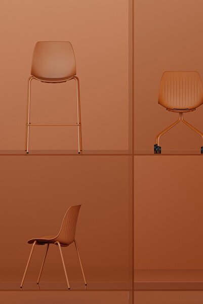 Bürotime Surf Bar Sandalyesi, Boyalı Ayak & Kiremit