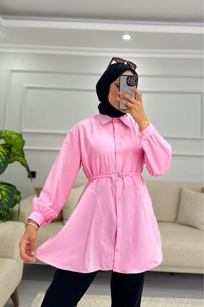 HİFADEN Γυναικείο πουκάμισο Hijab με λεπτομέρεια με αγκράφα στη μέση