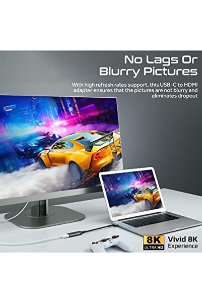 Promate محول USB-C إلى HDMI، محول HDMI فائق الدقة 8k@60hz مع نقل 48 جيجابت في الثانية، كوم