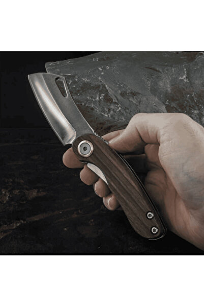 Tesbihane Ceviz Ağacı Saplı Kilit Mekanizmalı Isme Özel Yazılı Dövme Çelikten Avcı Ve Kamp Bıçağı - F104