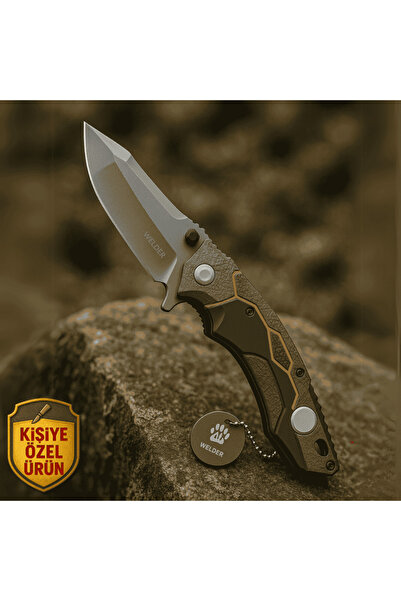 Tesbihane Gri-siyah Fiber Saplı Kişiye Özel Isim Yazılı 9cr18mov Kalite Paslanmaz Çelik Avcı Ve Kamp Bıçağı