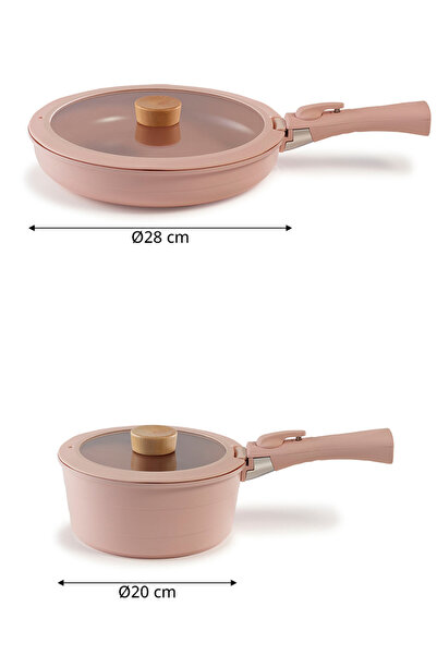 NEOFLAM Midas 6-Piece Pink Handle Detachable Cookware Set