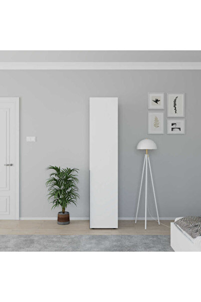 Adore Mobilya Oryana Tek Kapaklı Gardırop-Mat Lake Beyaz 45x210x62 cm