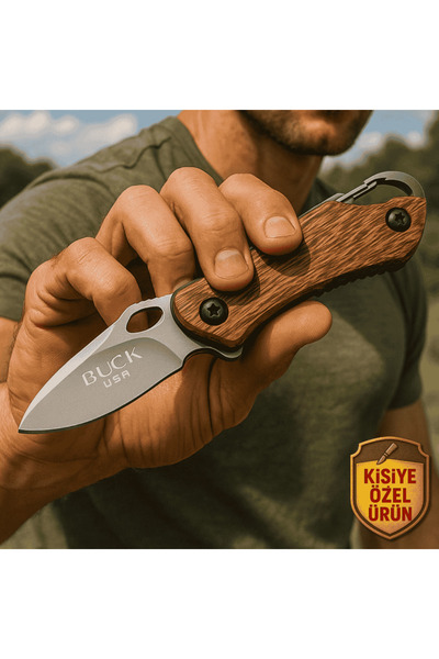 Tesbihane Afrika Sapelli Saplı Isme Özel Yazılı 9cr18mov Kalite Paslanmaz Çelik Avcı Ve Kamp Bıçağı