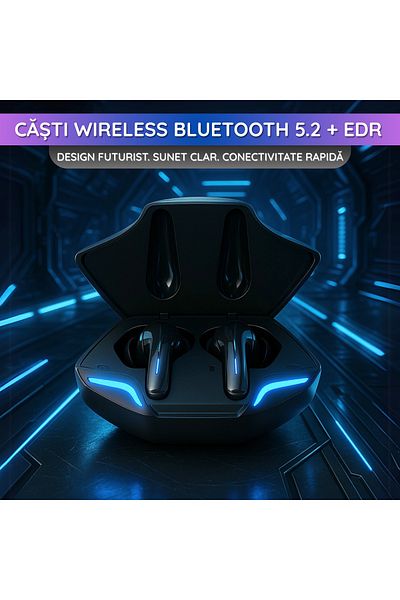 OEM Casti Wireless Earbuds, Bluetooth 5.2 Edr, In Ear, Control Tactil Inteligent, Led Rgb, Negru