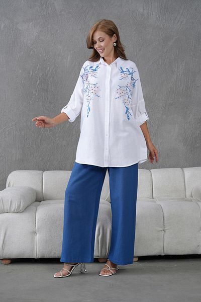 BURRASCA Oversize Linen Set with Embroidered Stones