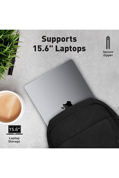 Promate حقيبة ظهر للكمبيوتر المحمول مقاس 15.6 بوصة، حقيبة كتف مريحة وقابلة للتعديل مع ملحقات متعددة