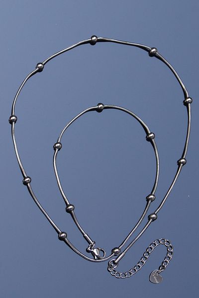 Rua Jewelry Steel Italian Dorika Snake Necklace 1 mm Silver Color |   Non-Blackening, Unisex, 2 Years Warranty