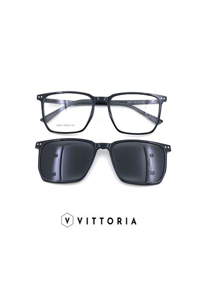 Vittoria Magnetic Glasses Frames with Polarized Clip-on, Ultem, 55-20-143, Ultra Light and Ultra Resistant, B
