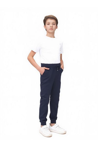 Joui Co Children's Knitted Combed Cotton School Pants with Elastic Waist and Legs