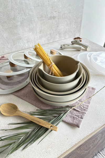 NEOFLAM Midas Set Bej İndüksiyon 18 Parça