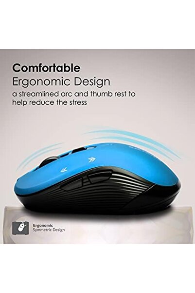 Promate 1600DPI Wireless Mouse, Ergonomic Symmetric 2.4GHz Cordless Optical Mouse with Nano Receiver