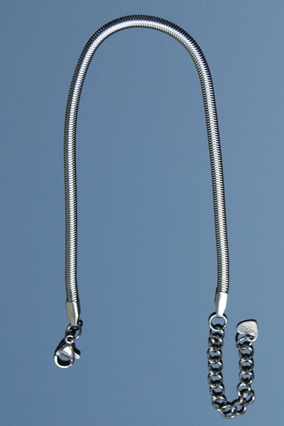 Rua Jewelry Steel Flat Snake Worm Bracelet 4 mm Silver Color |   Non-Blackening, Unisex, 2 Years Warranty