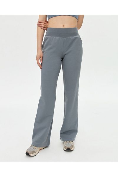 Ayma Active Pantaloni de sport largi, albastru, din bumbac organic, cu talie înaltă