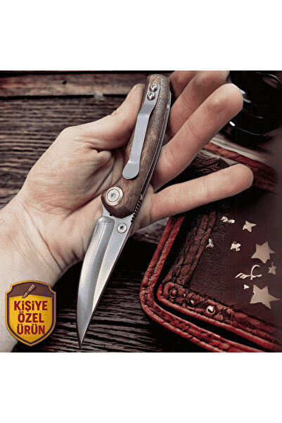 Tesbihane Afrika Sapelli Saplı Kilit Mekanizmalı Isme Özel Yazılı Dövme Çelik...