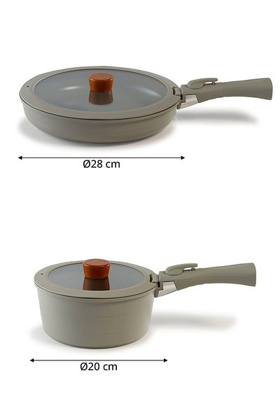 NEOFLAM Midas Gray 6-Piece Detachable Handle Nesting Pot Pan Set