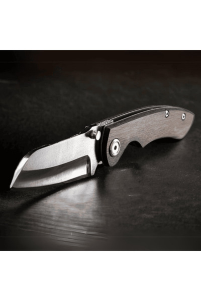 Tesbihane Afrika Sapelli Saplı Kilit Mekanizmalı Isme Özel Yazılı Dövme Çelikten Avcı Kamp Bıçağı - F112