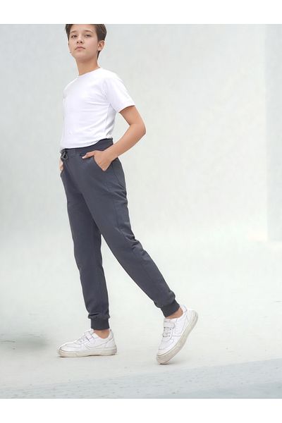 Joui Co Children's Knitted Combed Cotton School Pants with Elastic Waist and Legs