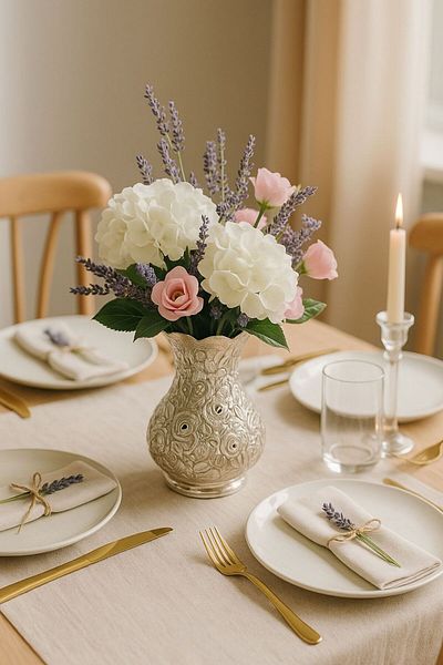 ANTEPSEPETİ Copper Silver Plated Patterned Vase