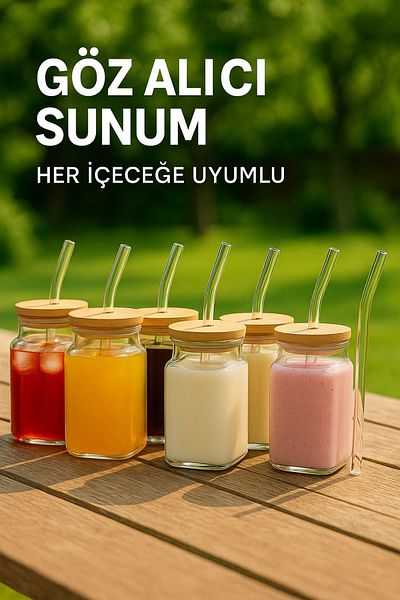 Open Home Concept 6 Pieces Glassmate – Heat Resistant Bamboo Lid Glass 650 ml