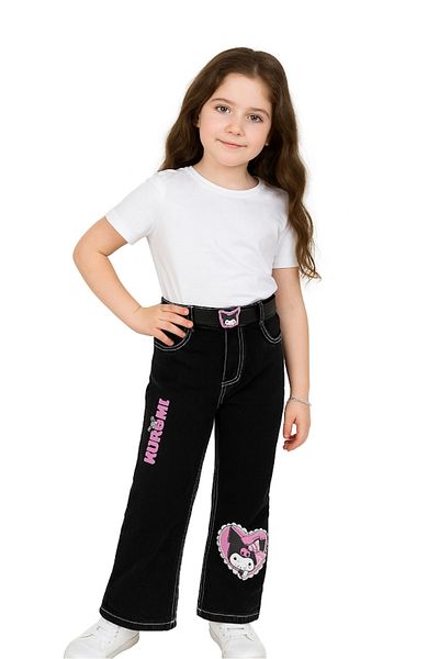 Aymini kids Girl's Jeans Kuromi Digital Printed Black