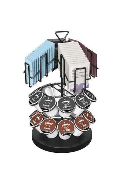 Quasar & Co. Tea Capsule and Bag Holder, D 24 Cm, H 33 Cm, Metallic, Black
