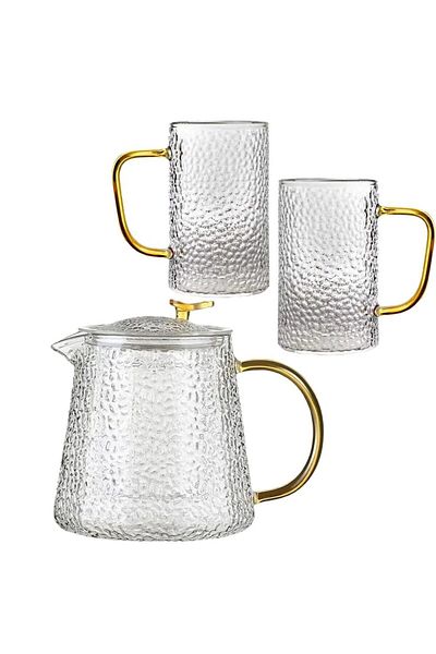 Quasar & Co. 2-Cup Teapot Set, With Infuser, 1000 Ml/2x350 Ml, Borosilicate Glass, Transparent