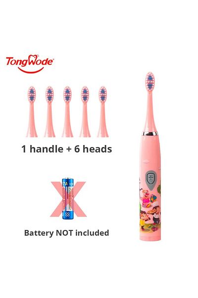 Choice Pink With 6 Heads Children Sonic Electric Toothbrush Ipx7 Waterproof Colorful Cartoon For Kid Use So