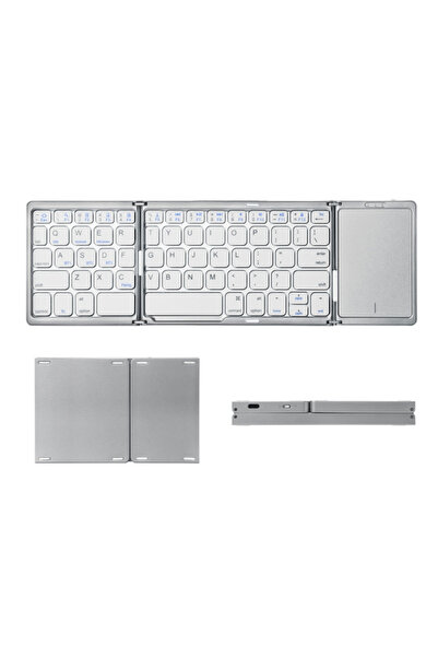 H Katlanabilir Beyaz Er Ciaza Bluetoot Ile Uyumlu Portatif Taşınabilir Dokunmatik Mini Klavye