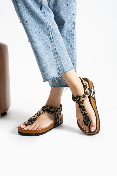 COMFORT OF PANTOFOLE Sandale Flip Flop cu model leopard