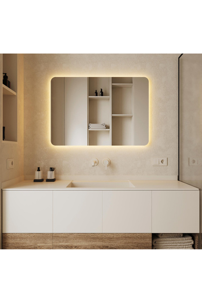 Lamra Dizayn Led’li Kare ayna 70x70 cm Dekoratif Duvar Aynası