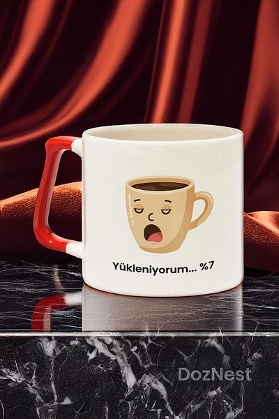 DozNest Loading... Red Handled Mug with "I'M Loading..." 7% - Gift Coffee Glass Dza45