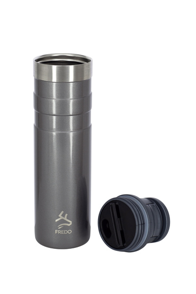 FREDO Comfort Therm Stainless Steel Metallic Gray Thermos Cup, Mug 600ml