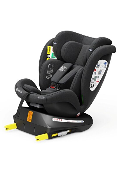 BUF BOOF Κάθισμα αυτοκινήτου Twt Plus Isize Blackjeans Isofix με περιστρεφόμενο 360° Top Tether, θέση ύπνου 40-150 cm