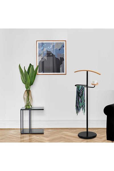 Adore Mobilya Grazia Handy Mate - Mute Metal and Wood Butler Black Oak 46x109x105 Cm