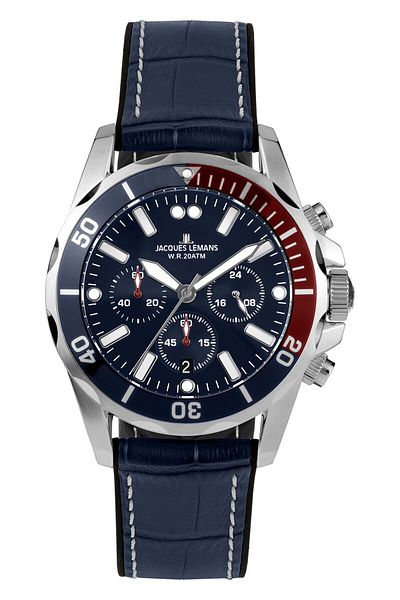 Jacques Lemans Mens Watch 1-2091b, Quartz, 43mm, 20atm