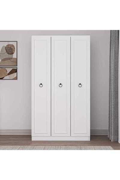 Adore Mobilya Hampton 3 Kapılı Gardırop-Mat Beyaz 103x185x52 cm (GxYxD)