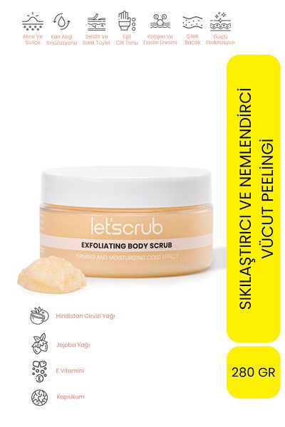 LET'SCRUB 280 Gr Cold Effect Body Scrub - Firming and Moisturizing Body Scrub