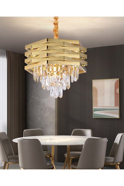 Apliqa Corde 40'Lık Gold Kaplamalı Kristal Avize
