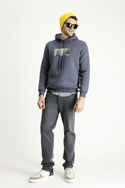 Kiğılı Hooded Fleece Inside Printed Cotton Sweatshirt