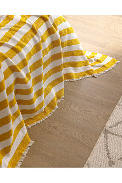 Madame Coco Aviral Çift Kişilik Pamuklu Yatak Örtüsü - Sarı