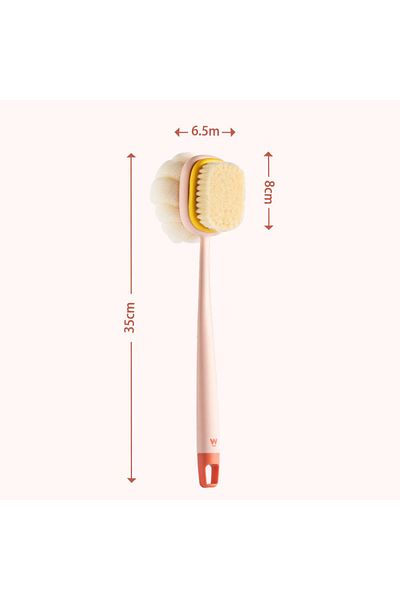 Choice Pink 1pc Long Handle Shower Body Brush Plus Exfoliator - Dual-sided Back Scrubber For Massaging And