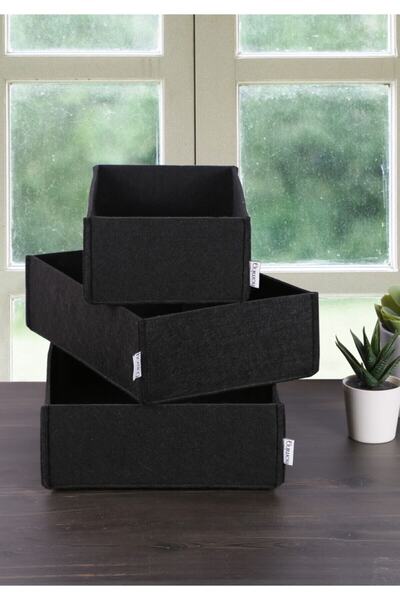 HOMİNG Multi-Purpose 3 Piece Felt Organizer Basket Set Hmy-6272